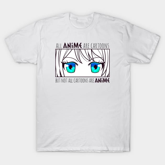 All anime are cartoons but not all cartoons are anime, anime vs cartoons T-Shirt by HB WOLF Arts